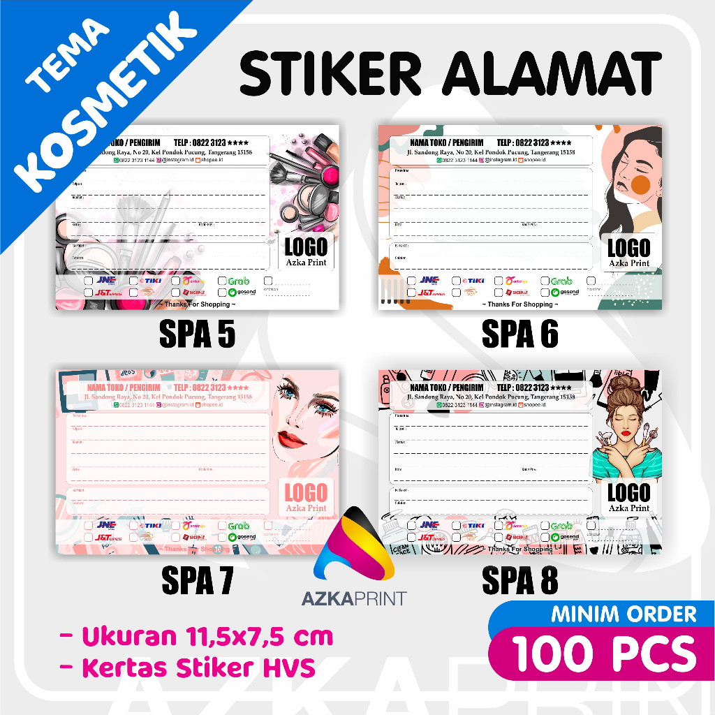 Stiker Alamat Pengiriman Olshop Tema KOSMETIK Part 1  -Stiker pengiriman olshop stiker alamat custom