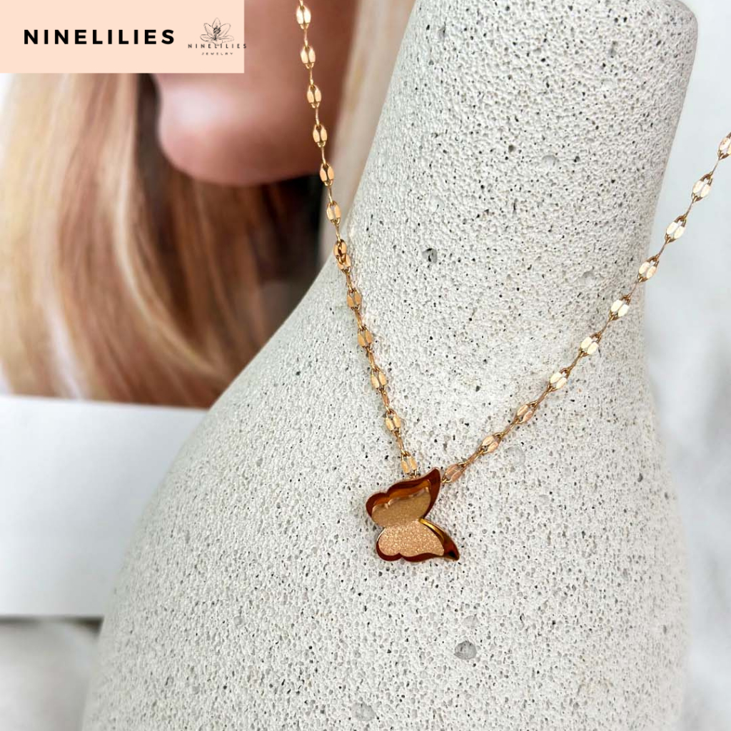 Butterfly Necklace - Ninelilies - Kalung Wanita Butterfly - Kalung Titanium Steel - Kalung Kupu Kupu