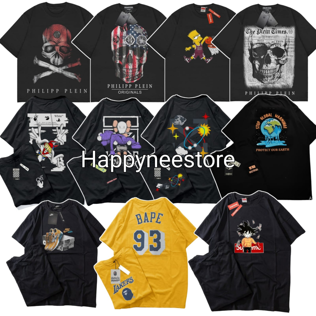 KAOS BRAND MIX FULL TAG  / T-SHIRT UNISEX DEWASA FULL TAG OFF WHITE