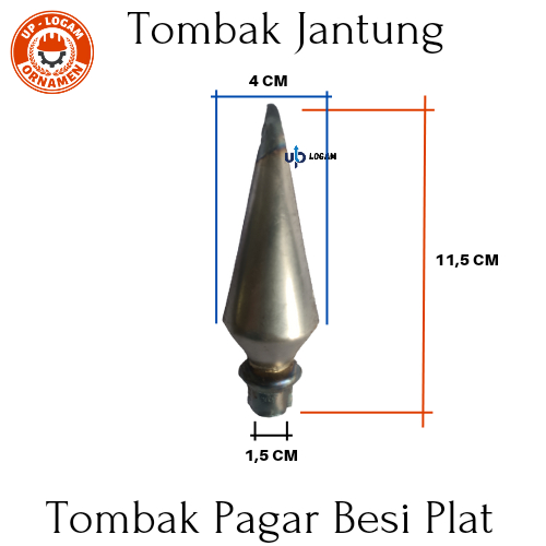Tombak Jantung Besi Plat Ornamen pagar