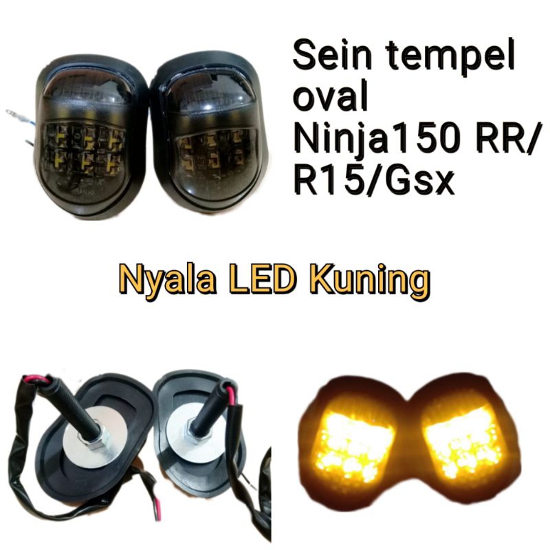 lampu sein tempel LED oval Ninja RR New/sein tempel R15/GSX150/Ninja 250 ( LED Kuning)