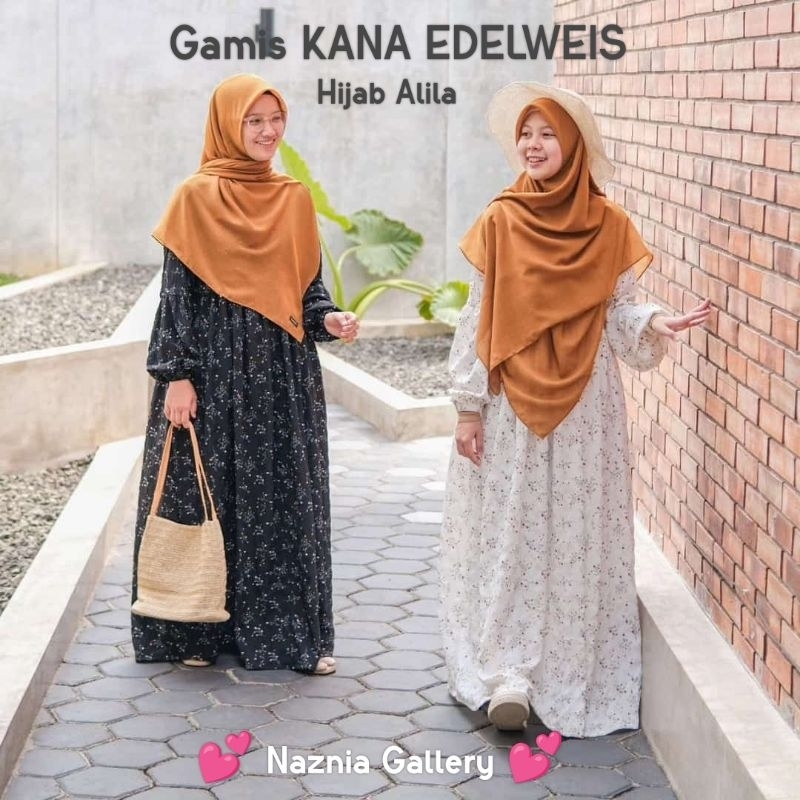 New Gamis Kana Bloom Edelweis | Outfit Daily Gamis Crinkle Motif Bunga | Khimar Voalil Syari