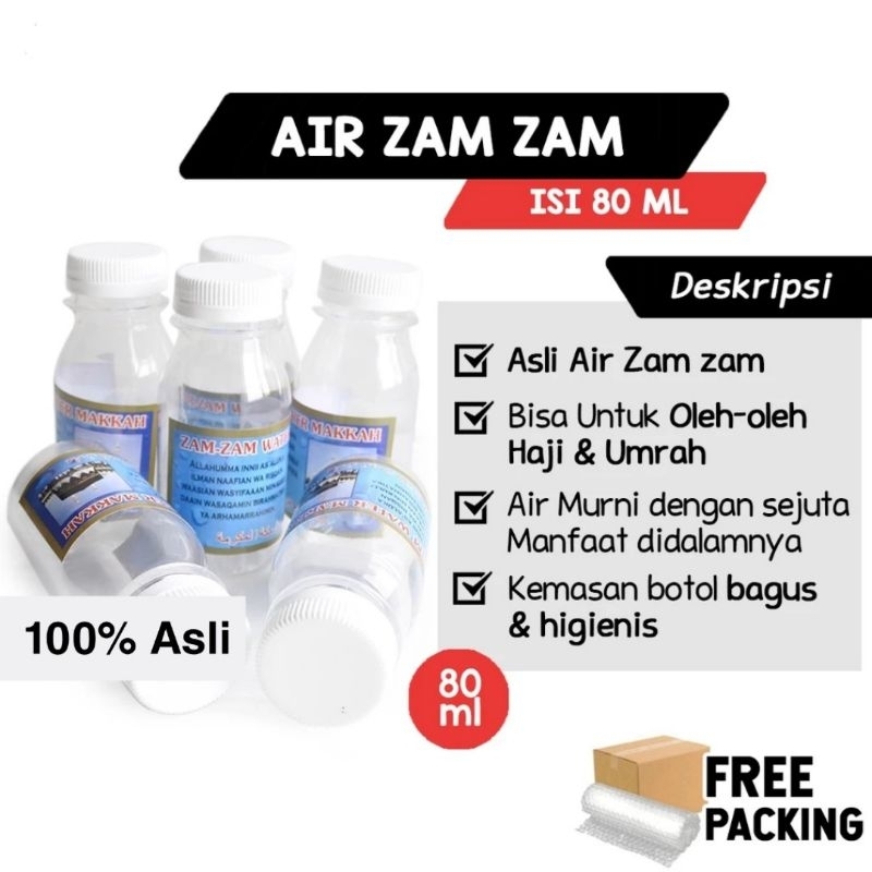 

Air Zamzam Asli 100% 80 Ml Mekkah | Air Zamzam Botol Kecil Original