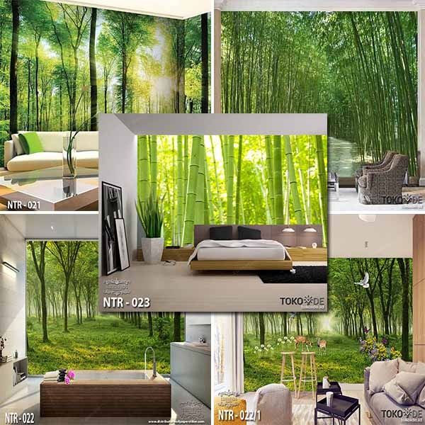 Wallpaper Custom 3D Motif Pemandangan Hutan Bambu Hijau Forest Green