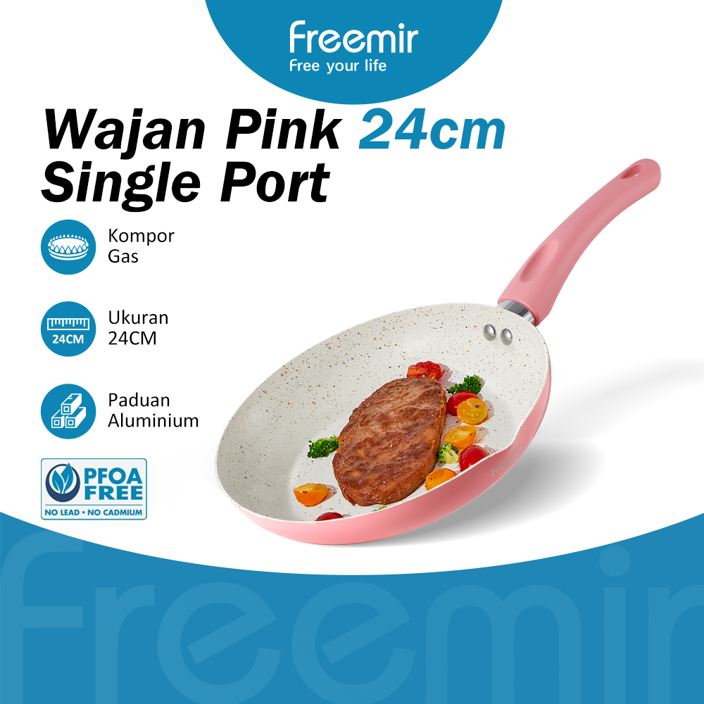 [LIVE SPECIAL] freemir Sakura Series Wajan Pink 24 Cm Moncong Tunggal Serbaguna Menggoreng Menumis Merebus Memanggang Anti Lengket