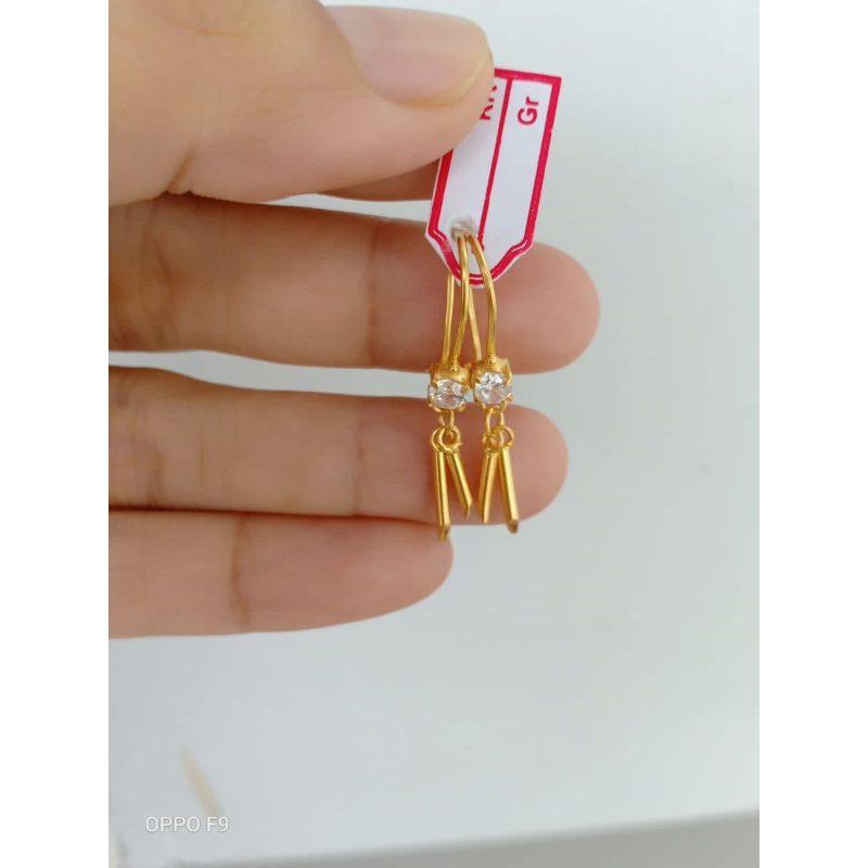 anting anak remaja bahan perak lapis emas 22k