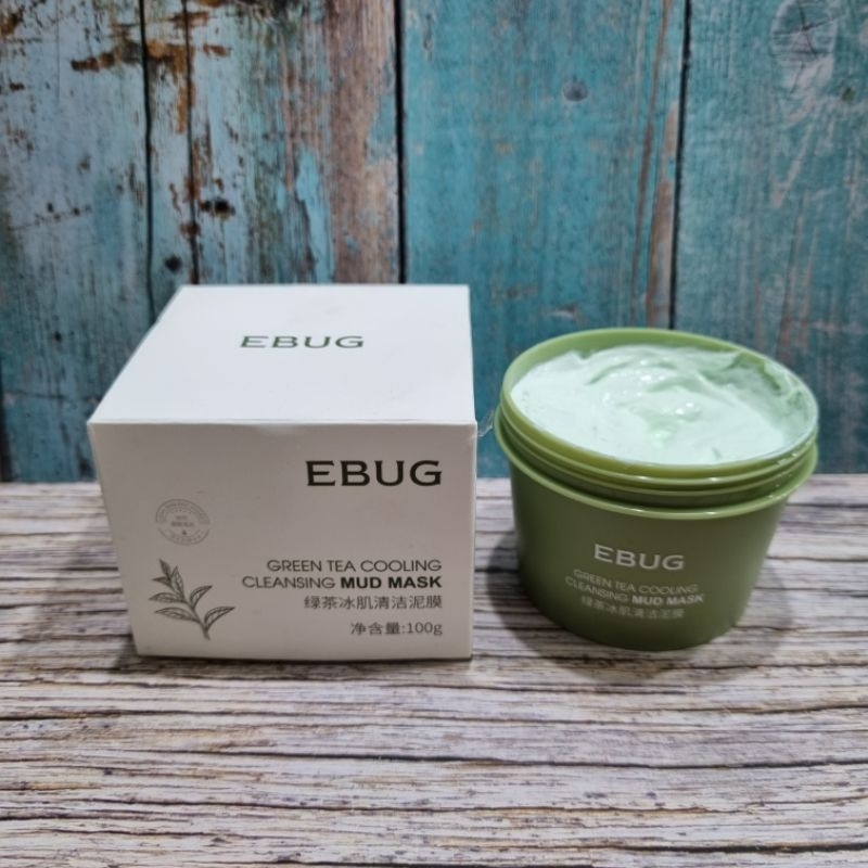Masker Lumpur Mud Mask Ebug Greentea Cooling Cleaning Ori Murah
