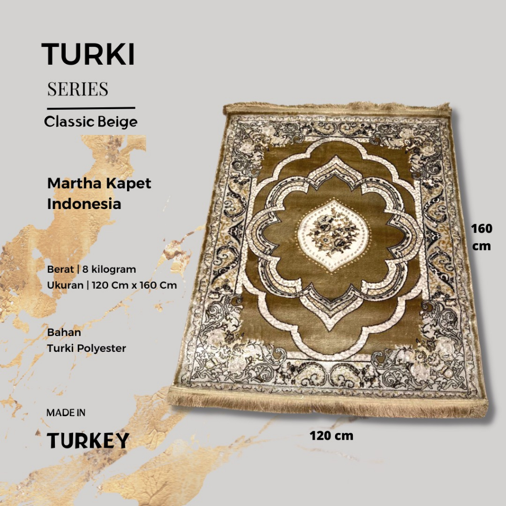 Martha Karpet Surabaya Karpet Import Asli Turki 120 x 160 cm Classic Beige