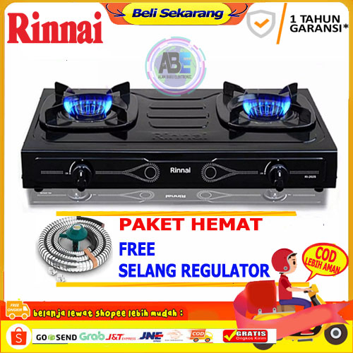 Kompor Gas 2 Tungku RINNAI RI 202S FREE(+) SELANG PAKET REGULATOR GAS SNI PROMO TERMURAH