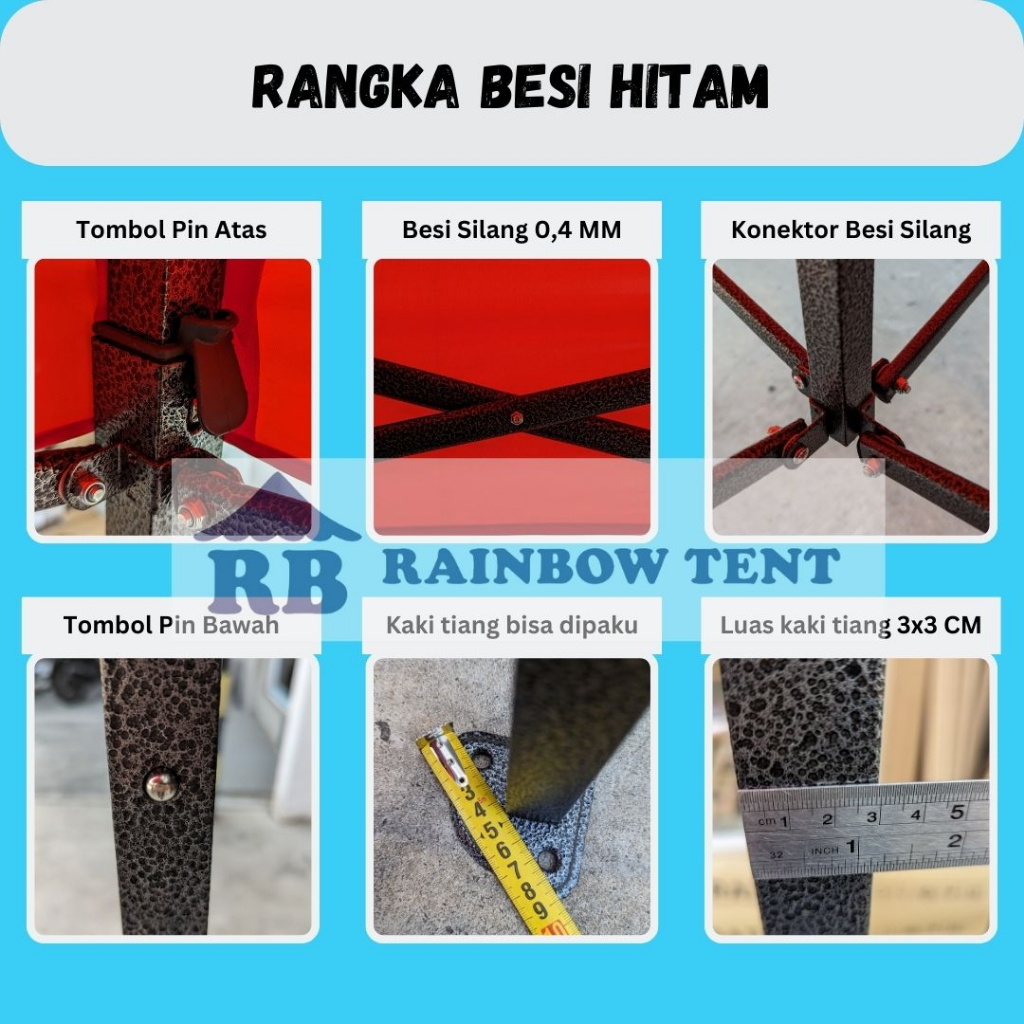 Tenda Lipat ukuran 2x3 besi 0,4mm + Dinding polos ukuran 7 meter