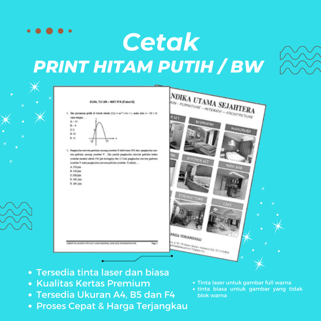 

Print / Cetak Kertas A4 HVS HITAM PUTIH (BW) 80 GSM dokumen, buku, makalah, skripsi, tugas, soal