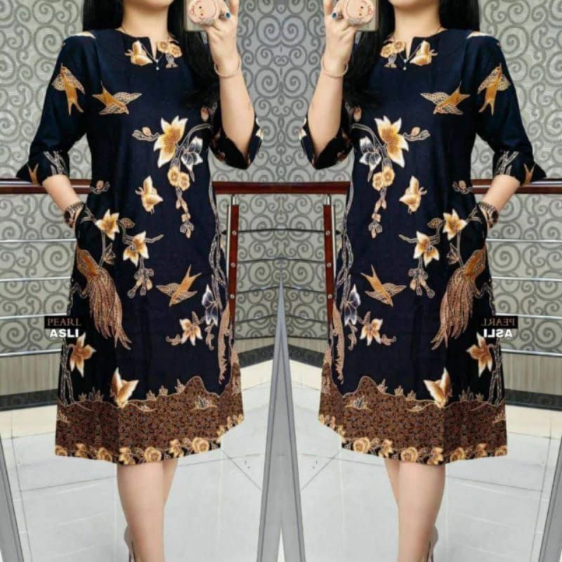 Dress Dres Batik Terbaru Baju Atasan Wanita Modern Jumbo