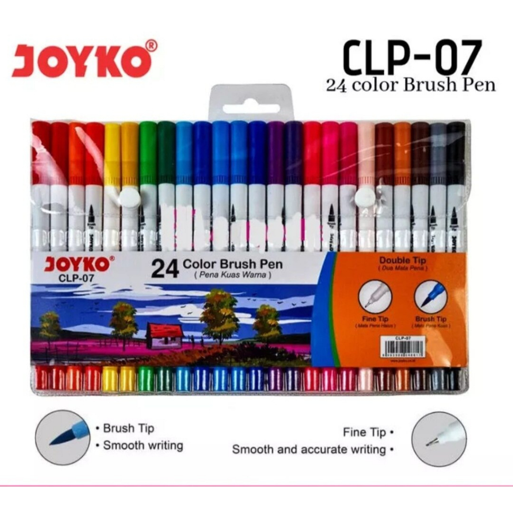 

Joyko 24 Color Brush Pen Double Tip CLP-07 / Pena Kuas warna joyko 24 warna CLP-07
