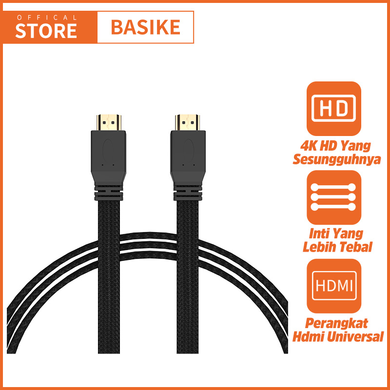 BASIKE Kabel Konverter Audio & Video HDMI TO HDMI Definisi 4K Ekstra Panjang Kabel 3M for HDTV Monit