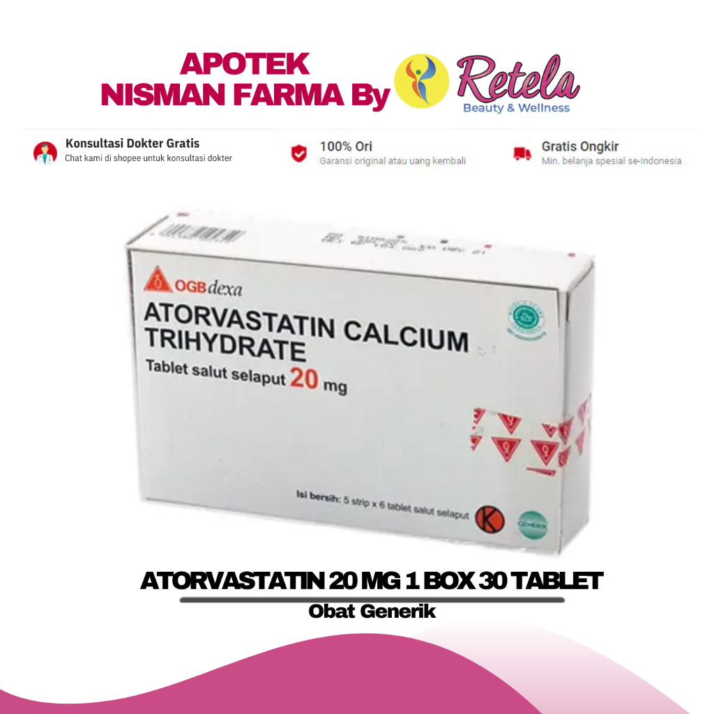 ATORVASTATIN 20 MG 1 BOX ISI 30 TABLET