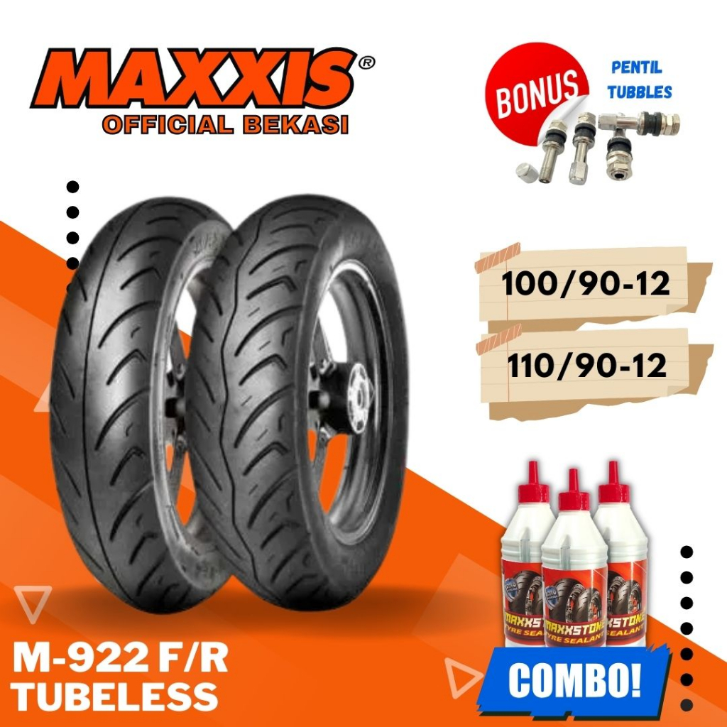 BAN MAXXIS M922 - ( 100/90-12 + 110/90-12 ) / 100-90-12  / 110-90-12 / FRONT / REAR BAN TUBELESS 100