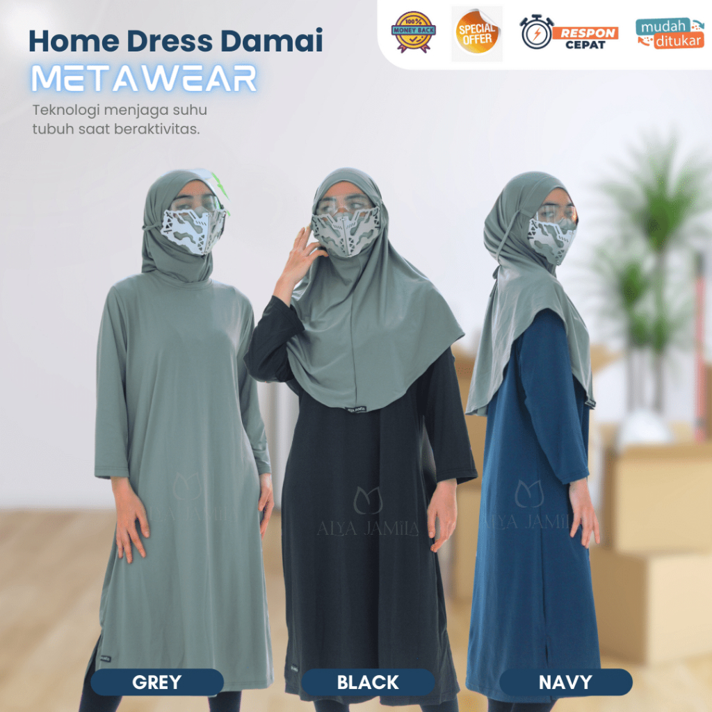 inner / Atasan Wanita Long Tunik Damai - Fashion Muslim- Alya Jamila Jersey High Quality