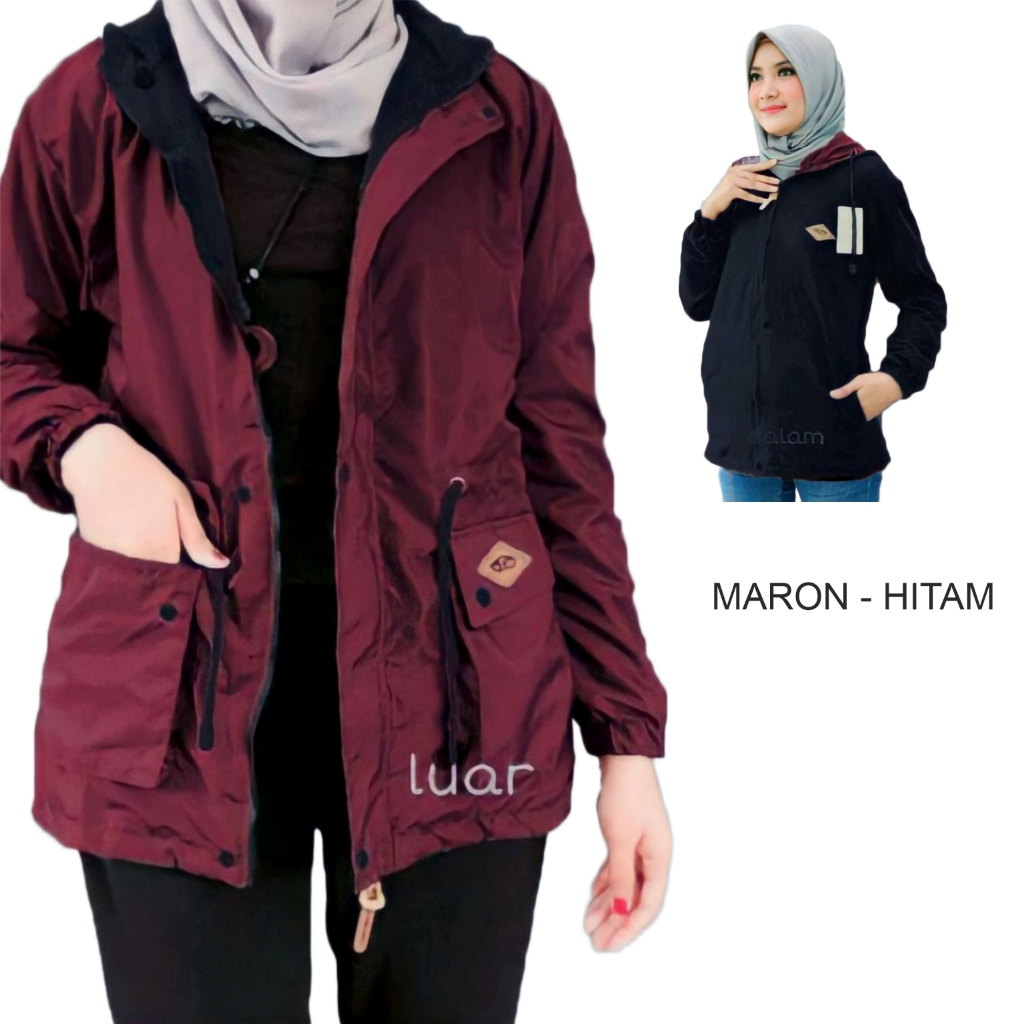 Jaket Bb Parka 2in1 Wanita Nevy Turkis Ukuran L - XL - XXL