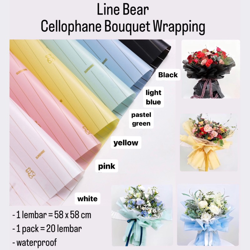 

Kertas Cellophane Bucket Bunga [Line Bear] Flower Wrapping Paper Celophane / Krtas Buket Chellophane untuk Bouquet Snack Uang Wisuda