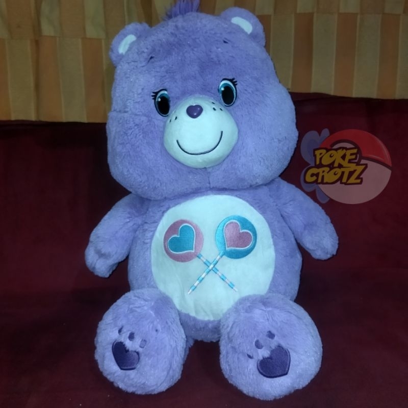 Boneka care bears ungu besar mata love bordir original plush