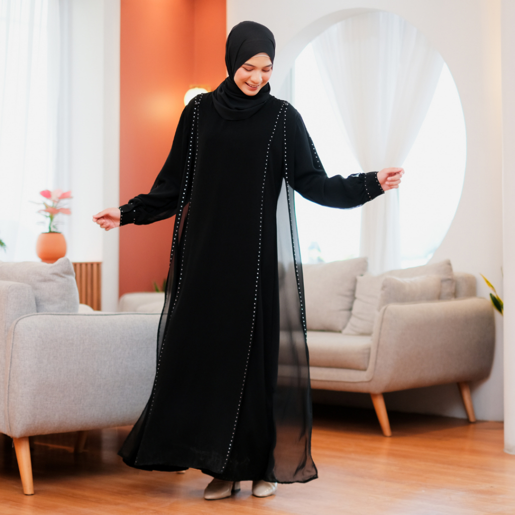 Abaya Hitam Gamis Turkey Bahan Kain Saudi-dewasa | abaya hitam