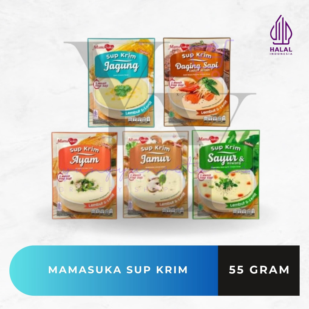 

Mamasuka Sup Krim Ayam / Jamur / Jagung / Sayur Bawang / Sapi Lada Hitam 55 gram