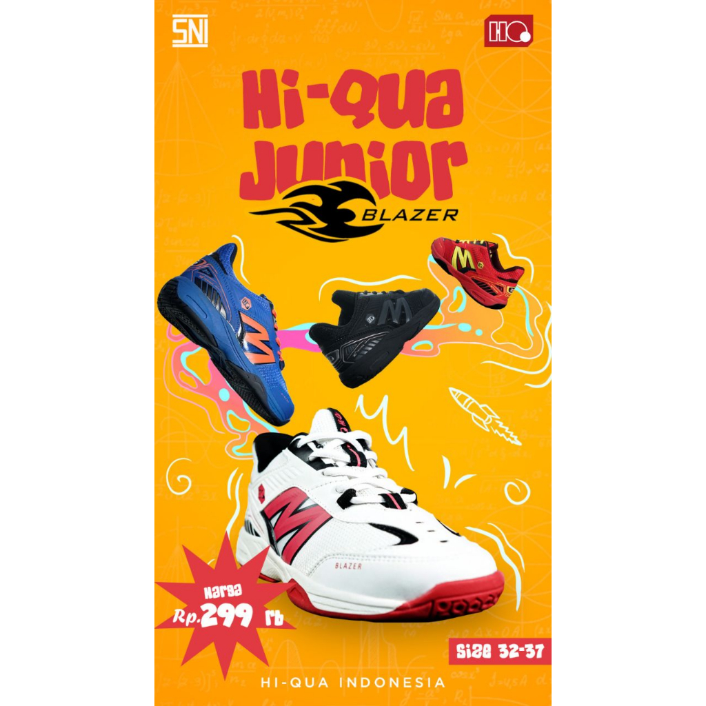 sepatu badminton hiqua blazer junior new sepatu badminton hq