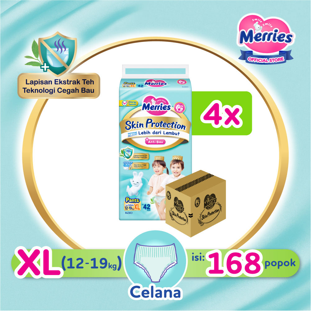 Merries Skin Protection Popok bayi Celana XL 42 Carton - Perlengkapan Bayi / Diapers Pants