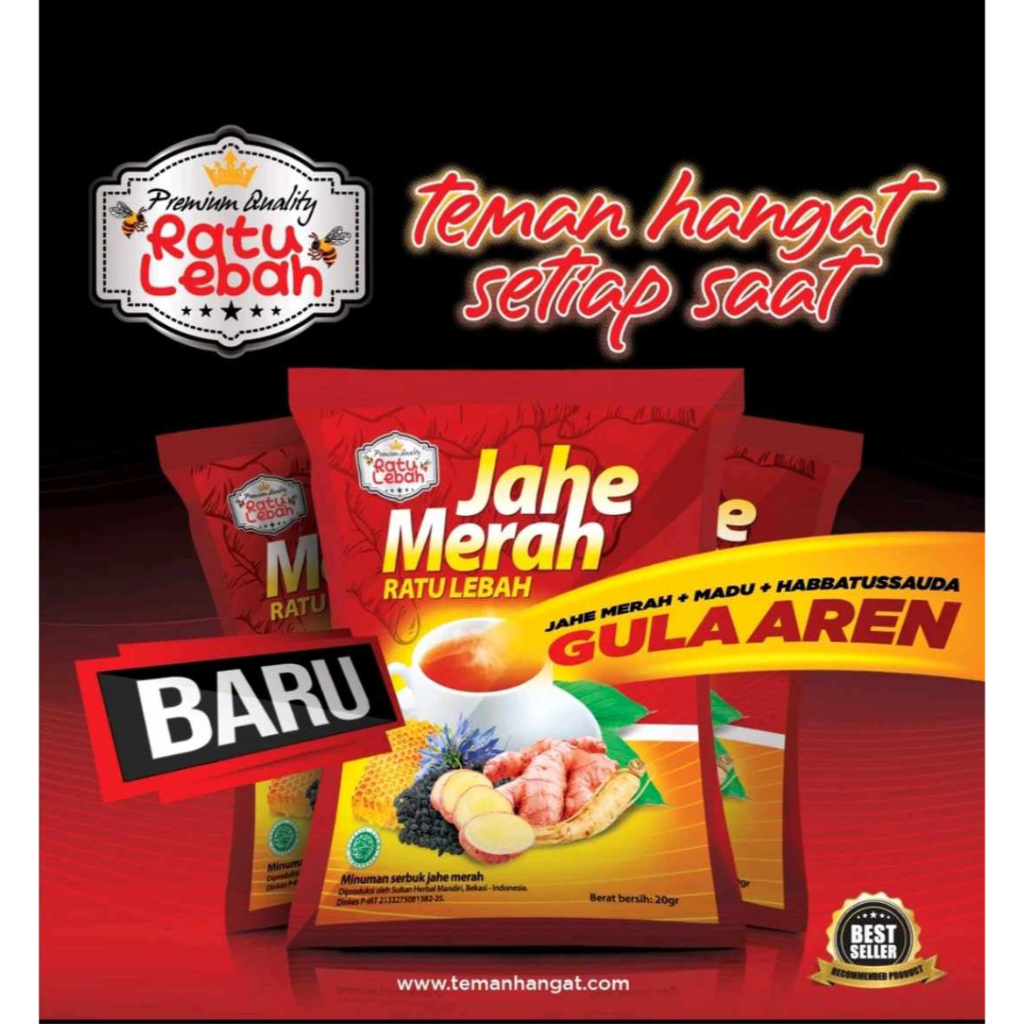 

60 SACHET JAHE MERAH RATU LEBAH SUPER PLUS MADU DAN GULA MERAH / JAHE HERBAL RATU LEBAH
