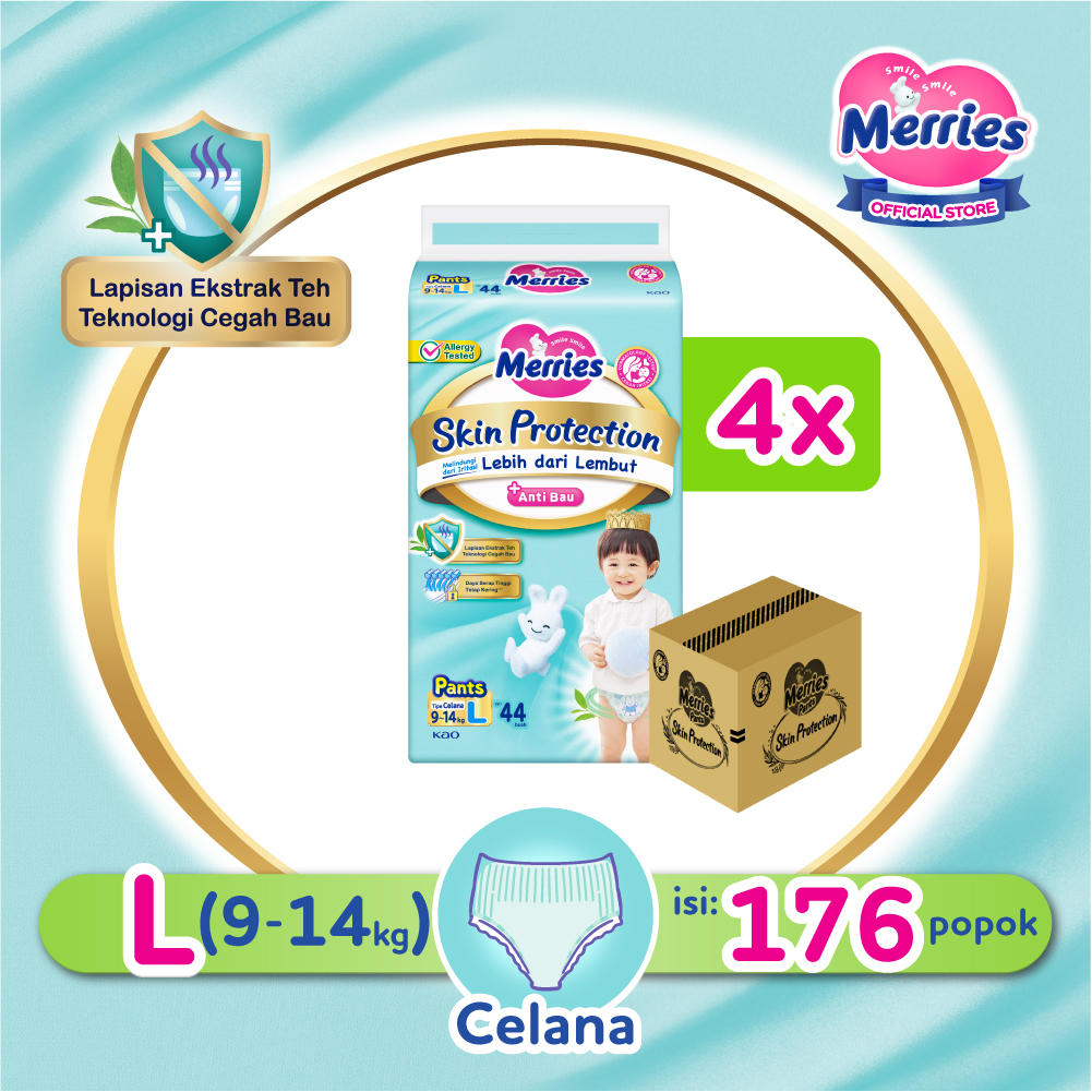Merries Skin Protection Popok bayi Celana L 44 Carton - Perlengkapan Bayi / Diapers Pants