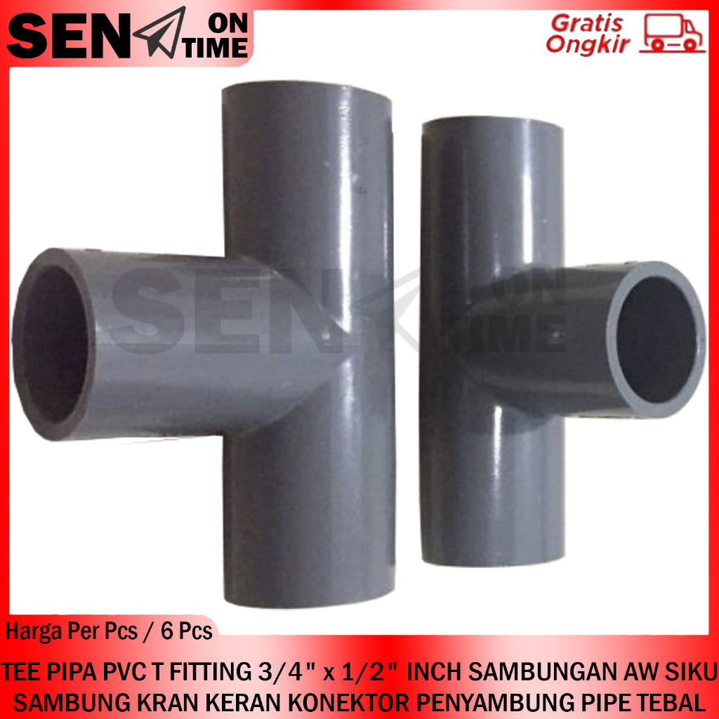 TEE T PIPA AIR 3/4" X 1/2" INCH PVC AW FITTING SAMBUNGAN PARALON SALURAN ALIRAN PRALON PERALON CABAN