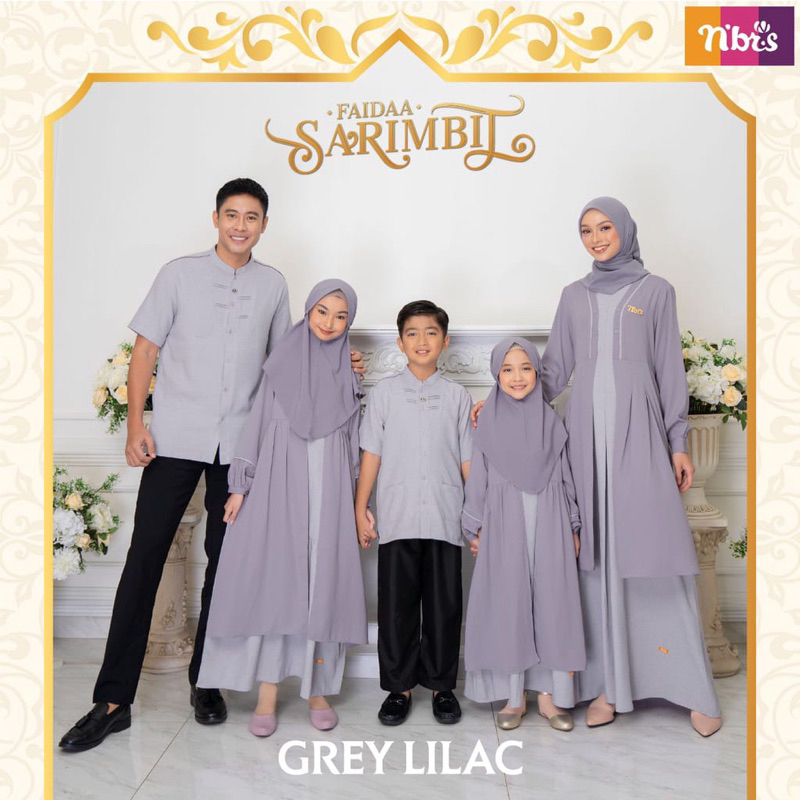 sarimbit keluarga nibras 2023 FAIDAA GREY LILAC baju muslim couple set koko