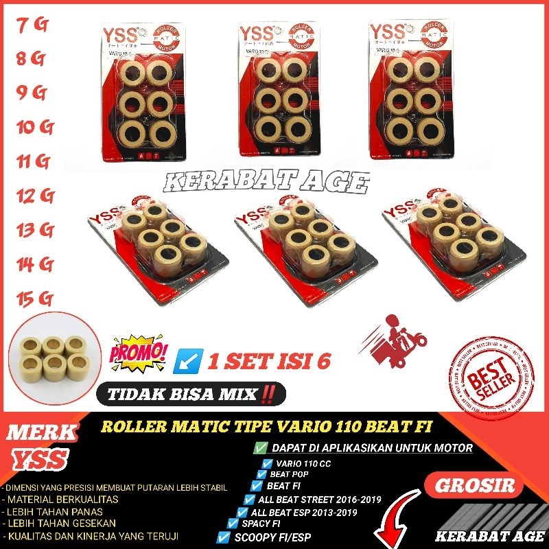 ROLLER ROLER LOLER ( VK ) BEAT FI BEAT ESP BEAT STREET BEAT POP VARIO 110 KARBU SCOOPY ESP 9 10 11 8