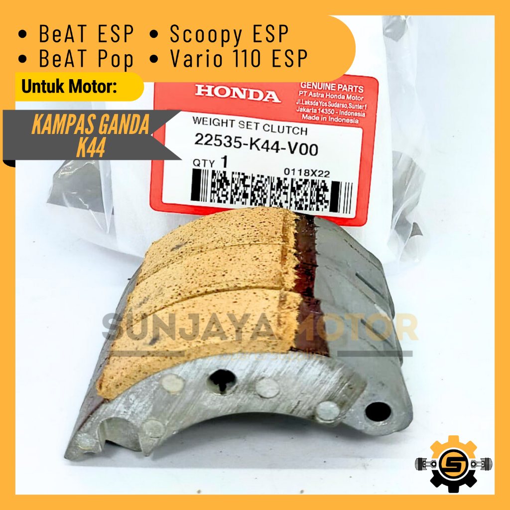 Kampas Ganda K44 Kampas Kopling Sentrifugal Kualitas Original Honda Beat ESP Scoopy ESP Beat Pop Var