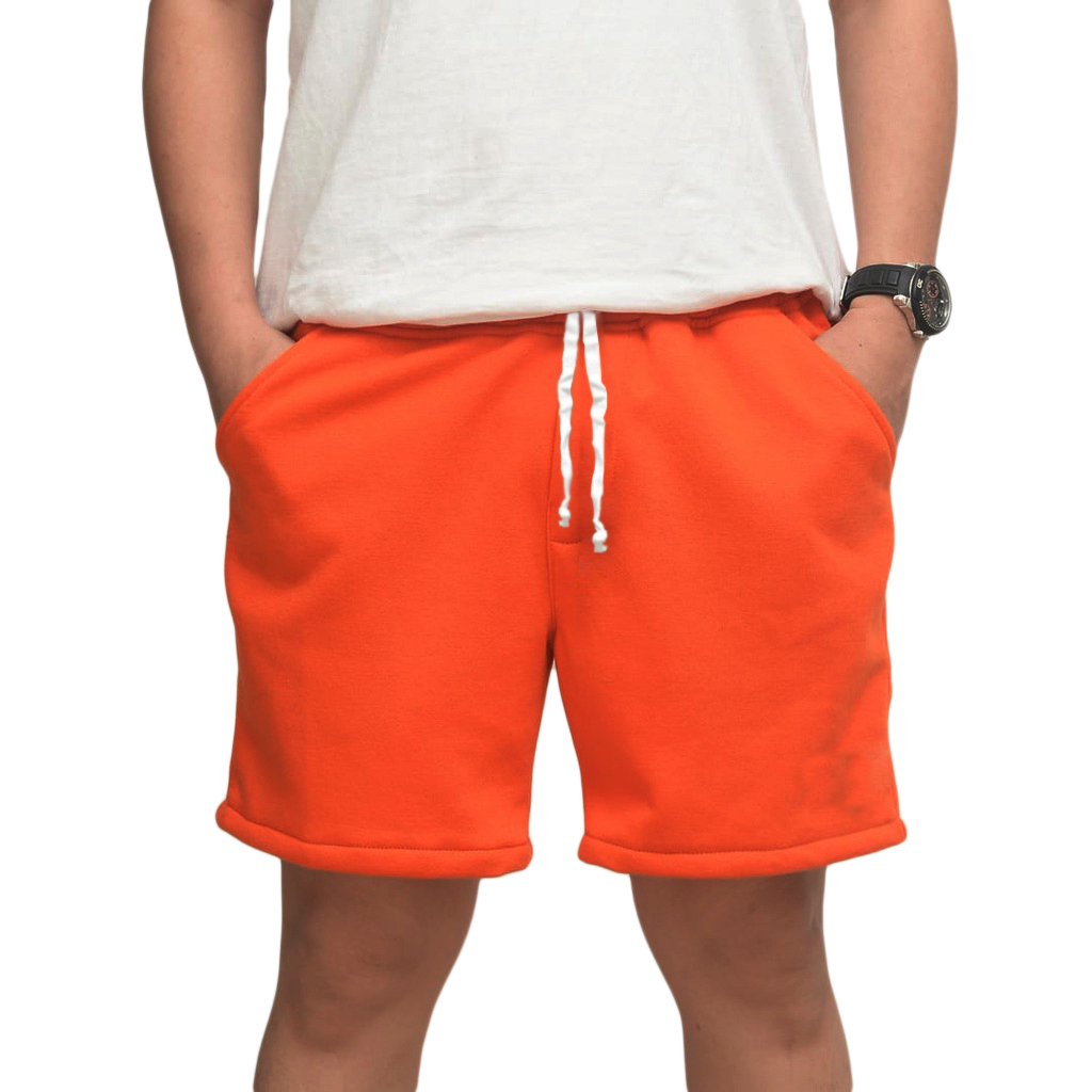 Spasmodic - Celana pendek Pria Wanita Boardshort Sweatpants Celana Casual Warna Orange
