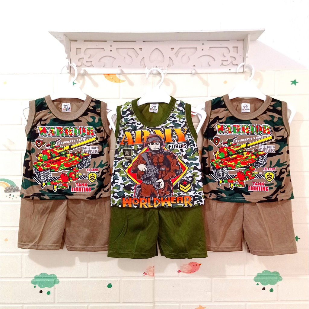 PROMO MURAH 3 PASANG STELAN BAJU ARMY ANAK LAKI-LAKI 3 BULAN - 4 TAHUN/SETELAN LEKBONG ANAK LAKI2
