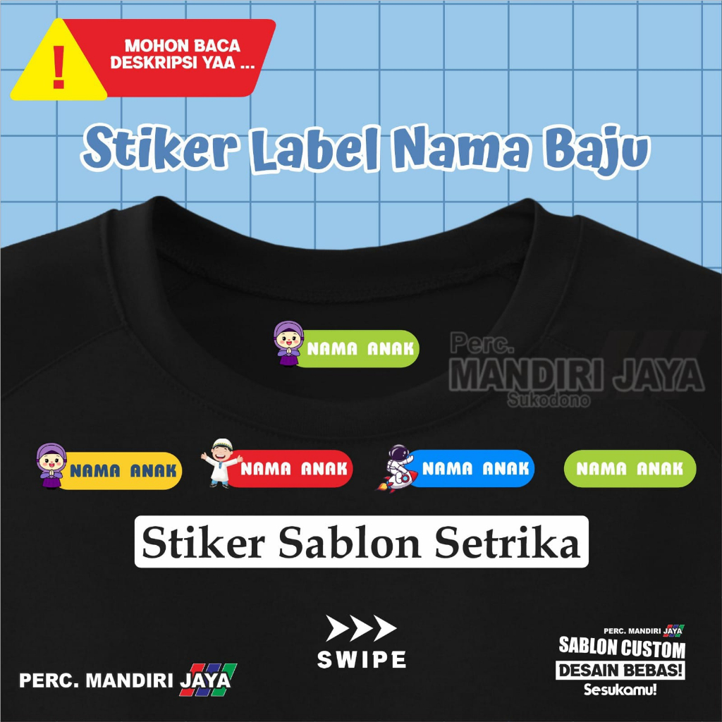 

Stiker Label Baju Kain / Sablon DTF / Stiker Baju Sablon Setrika / Label Nama Baju, Seragam, Topi, Dasi, Dll
