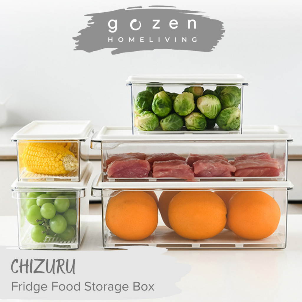 【GOZEN】52 GENSHI Storage Box Daging Sayuran Estetika Tempat Tumpuk Makanan Freezer Estetis Fresh Box Food Transparan Penyimpanan Serbaguna Mudah Penyimpanan Makanan Minimalis