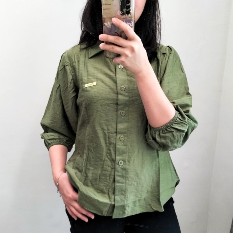 @more_collection l Youri Blouse Krah/Kemeja Polo Lengan Panjang Krah