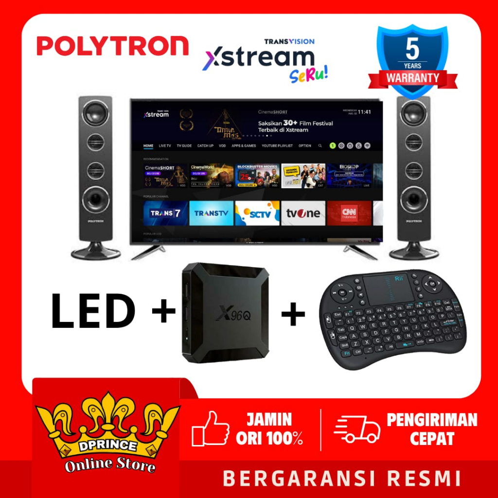 POLYTRON LED TV 32 INCH SMART ANDROID XSTREAM SERU RAM2GB PLD 32TV1855 - RAM 2GB/8GB
