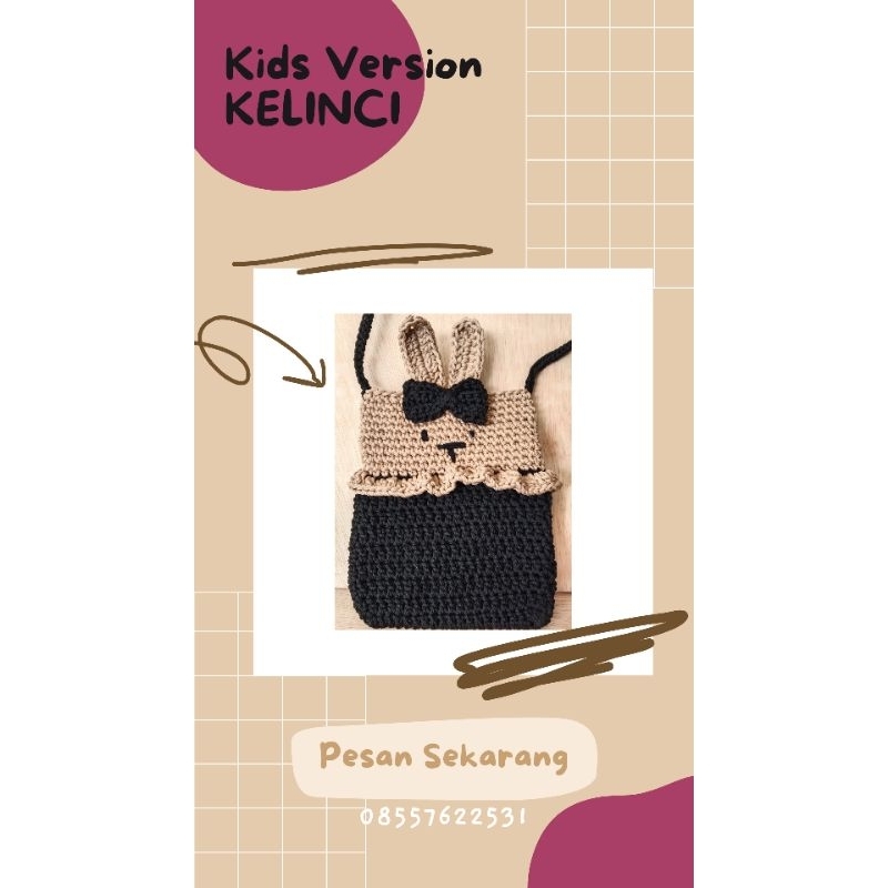 TAS ANAK RAJUT // Crochet tas kecil // tas karakter kelinci