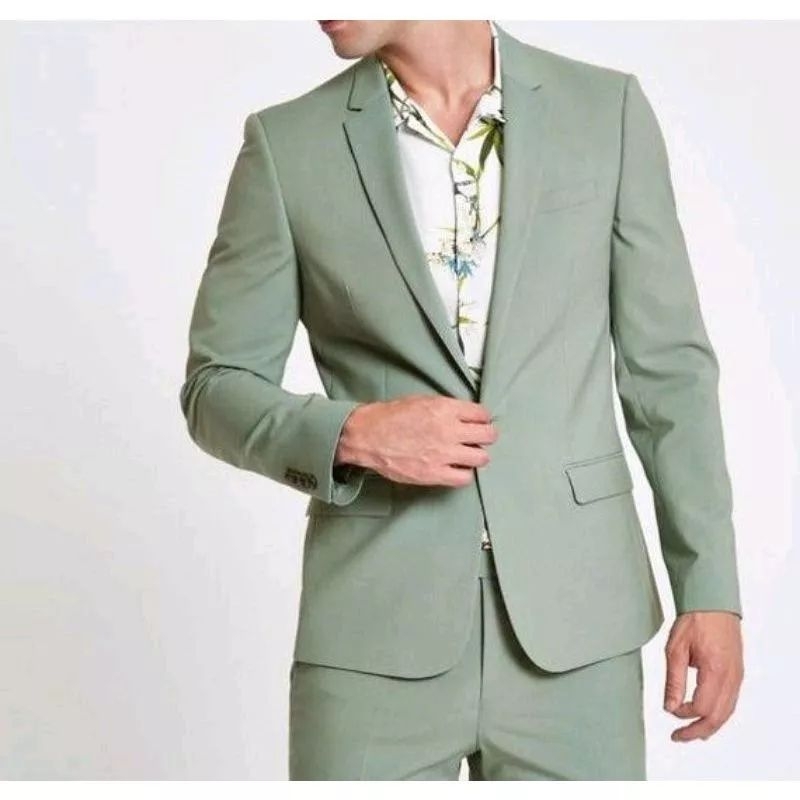Jas Blazer Pria Warna Sage Green / Set Blazer Warna Sage Green