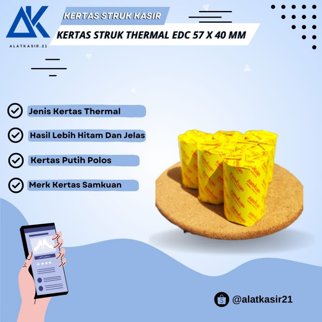 

(1PAK) Kertas Struk Samkuan Thermal 57 x 40 MM / Kertas Struk untuk Printer 58 MM