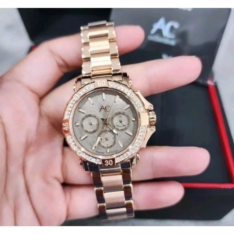 Alexander christie collection kaca sapphire chrono aktiv tali rantai variasi warna wanita 9205 BF or
