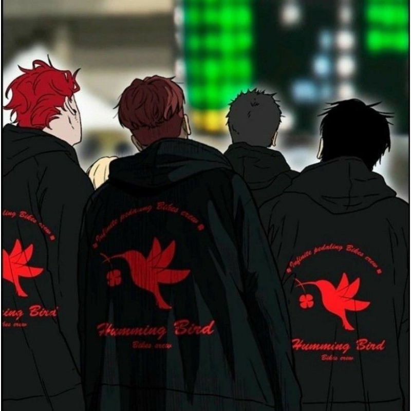 Hoodie zipper anak laki-laki Anime Windbreaker Tim humming bird