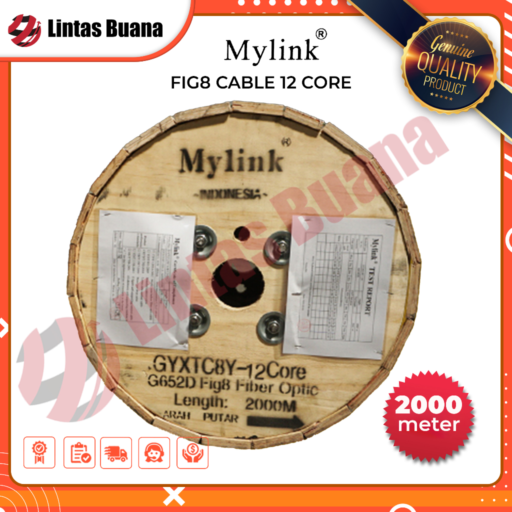 Kabel Fiber Optik FTTH KU mini 12 core mylink fig8 G652D 2km