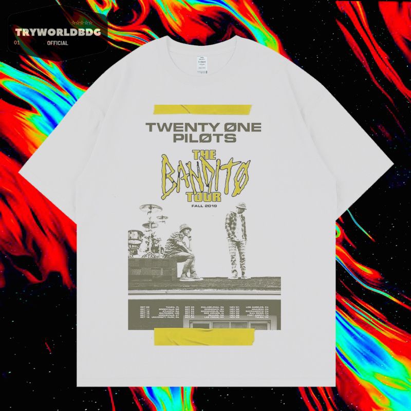 TRYWORLDBDG OFFICIAL "TWENTY ONE PILOTS" KAOS OVERSIZED | OVERSIZED T SHIRT | KAOS PUTIH | KAOS BAND