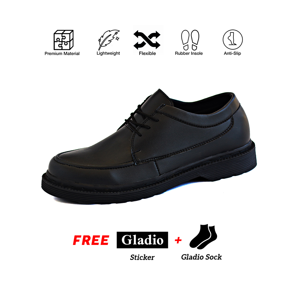 Gladio Footwear Abayomi Sepatu Docmart Low Boots Formal Pantofel Kerja Casual Hitam Pria