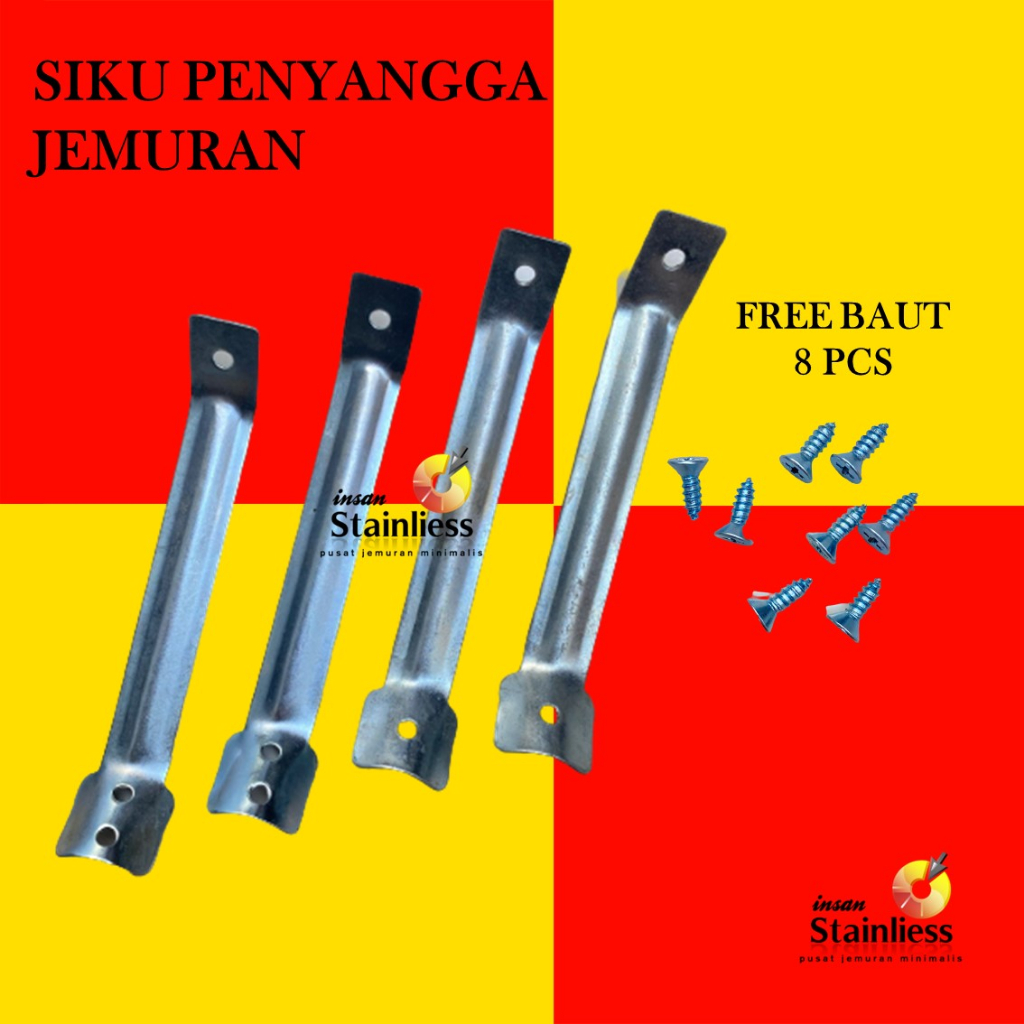 SIKU PENYANGGA JEMURAN BAJU LIPAT BESI ALUMUNIUM STAINLESS