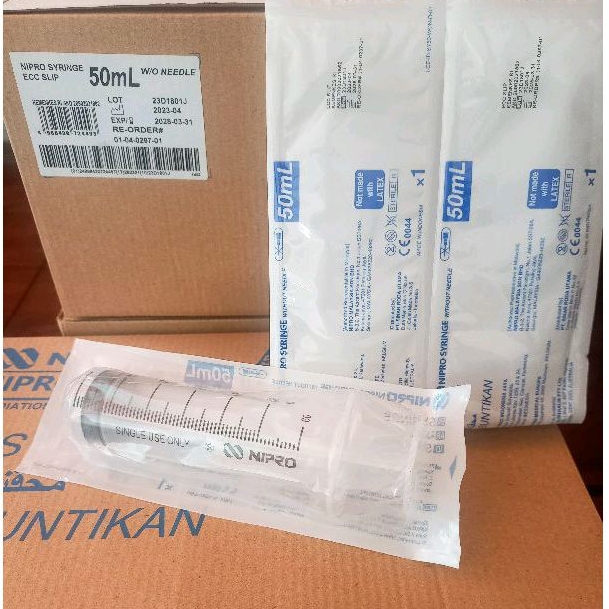 Spuit Syringe 50cc 50ml Eccentric Slip Nipro Pcs